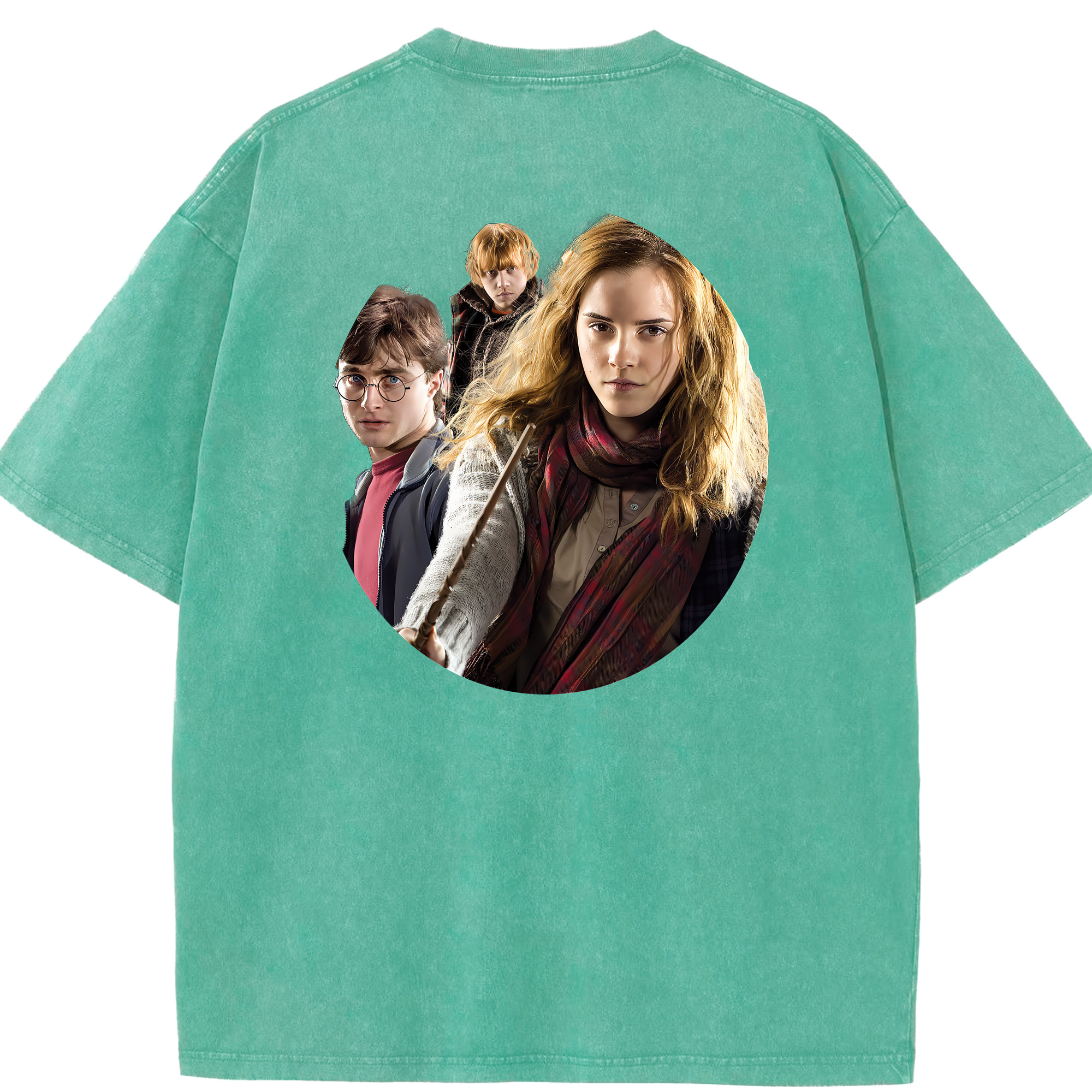 （画像用） Harry Potter ハリー・ポッターシリーズ 綿100% ヴィンテージ風 半袖Tシャツ（背面プリント）